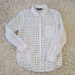Vera Wang White Eyelet Blouse